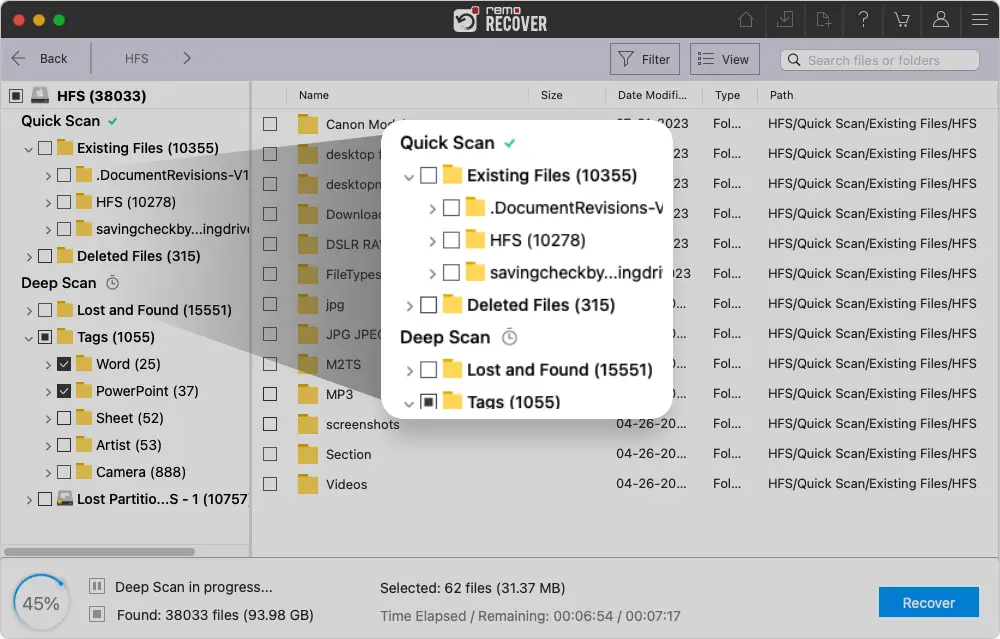 screenshot of Remo Recover for Mac